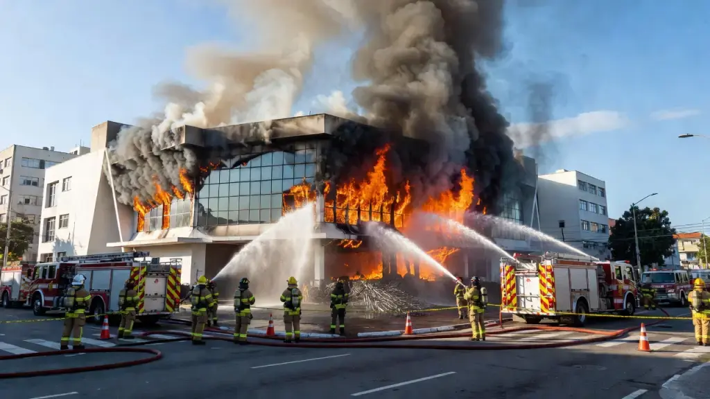 Incêndio atinge teatro do Sesi em Jardim da Penha, em Vitória